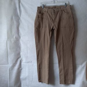 Bit & Bridle Brushed Cotton Khaki Straight Leg Mid Rise Pant Ladies Size 14